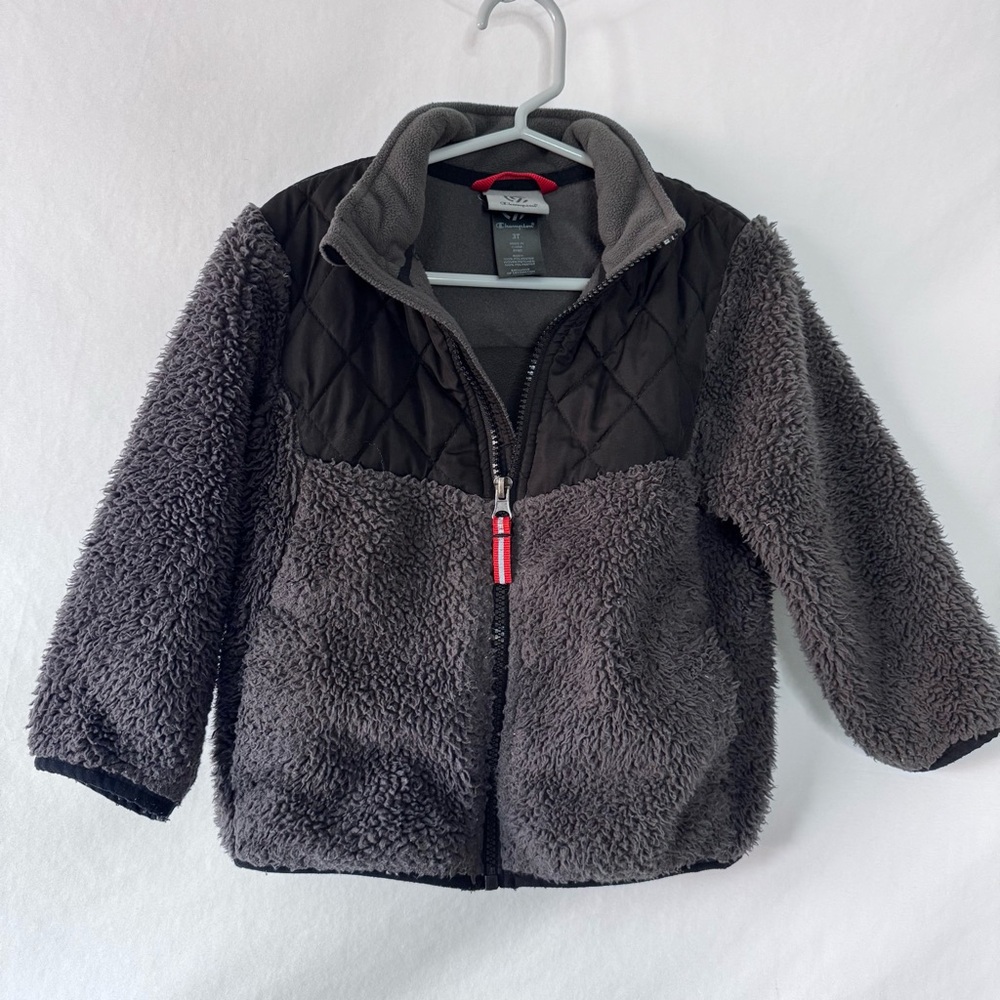 2/$10 Champion Sherpa Fleece Jacket 3T | Gray & Black Quilted Zip Up